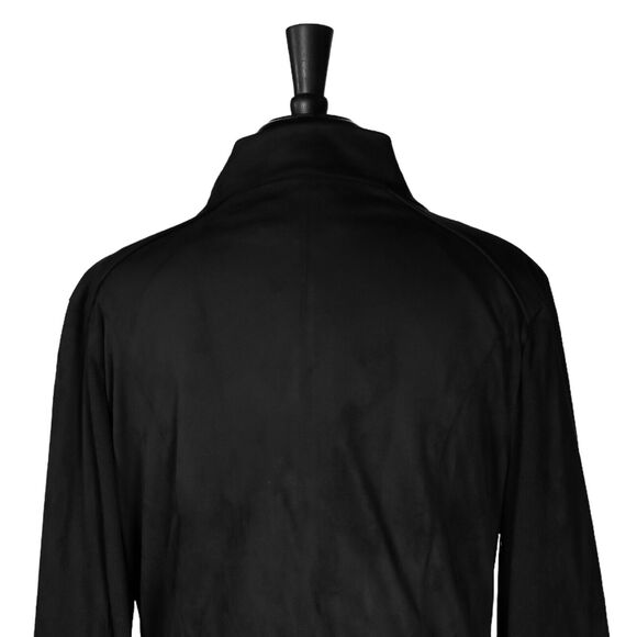 Chaps Ralph Lauren Women's Jacket Black Stretch Full Zip Moto Faux Suede Size L - Picture 8 of 11